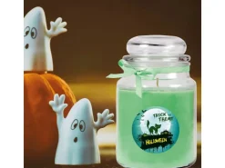 HS Candle Duftkerze & Glas Halloween Grün Bonbon 110h* Windlichter