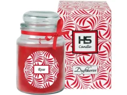 HS Candle Duftkerze & Glas Duft Schriftzug Bonbon Ø10 cm Rose* Windlichter
