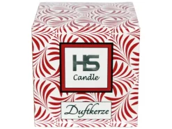 HS Candle Duftkerze & Glas Weihnachten Rot Bonbon 50h* Windlichter