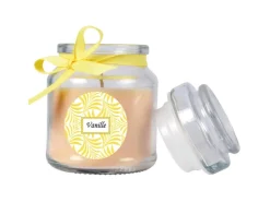 HS Candle Duftkerze & Glas Duft Schriftzug Bonbon Ø7 cm Vanille* Windlichter
