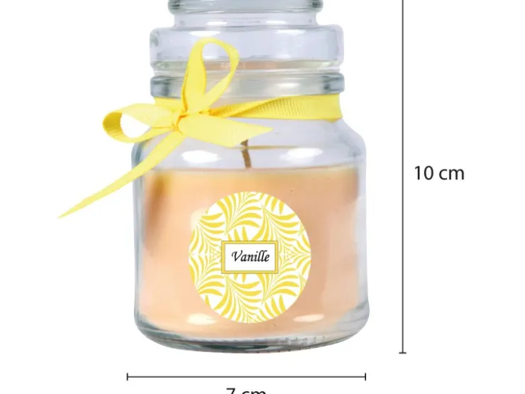 HS Candle Duftkerze & Glas Duft Schriftzug Bonbon Ø7 cm Vanille* Windlichter