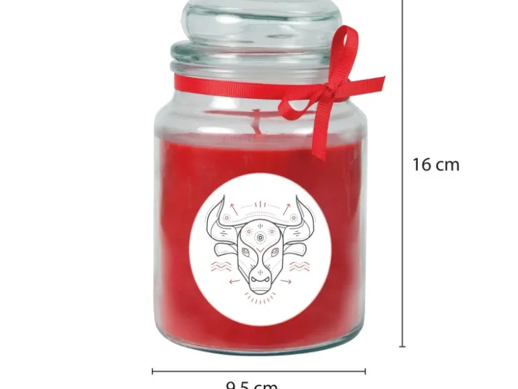 HS Candle Duftkerze & Glas Sternzeichen Rose 110 Stunden Stier* Windlichter