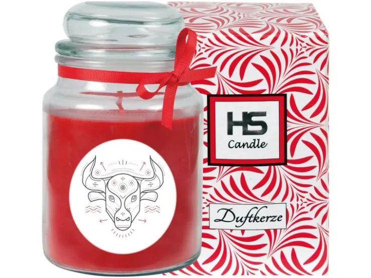 HS Candle Duftkerze & Glas Sternzeichen Rose 110 Stunden Stier* Windlichter
