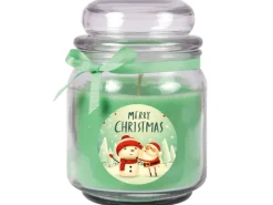 HS Candle Duftkerze & Glas Weihnachten Grün Bonbon 70h* Windlichter