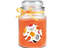 HS Candle Duftkerze & Glas Halloween Orange Bonbon 110h