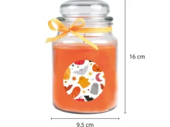 HS Candle Duftkerze & Glas Halloween Orange Bonbon 110h