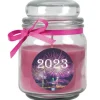 HS Candle Duftkerze & Glas Neujahr Lila Bonbon 70h* Windlichter
