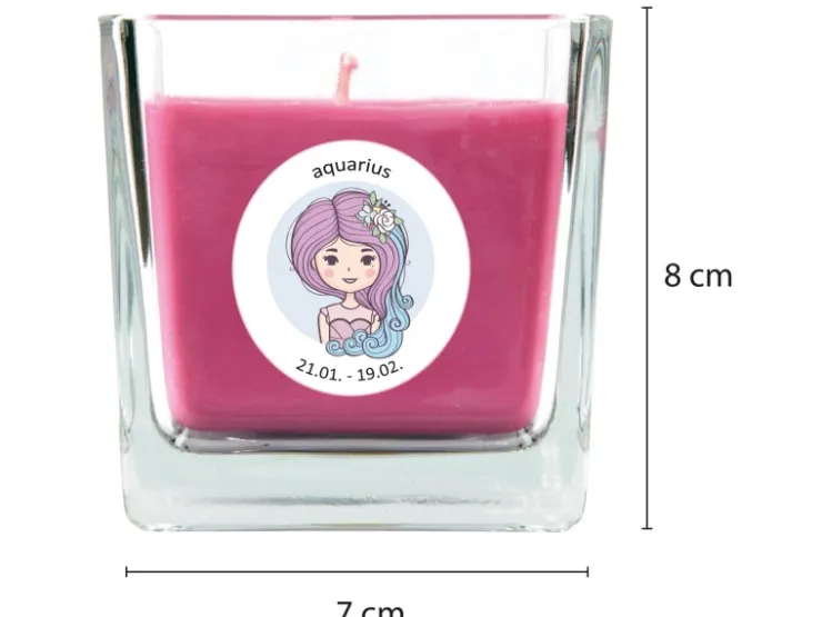 HS Candle Duftkerze & Glas Sternzeichen Lavendel 50 Stunden Wassermann* Windlichter