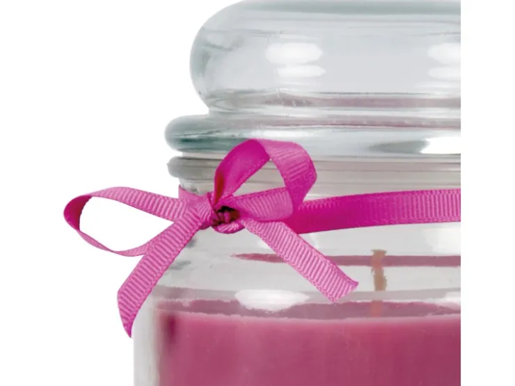 HS Candle Duftkerze & Glas Karneval Lila Bonbon 110h