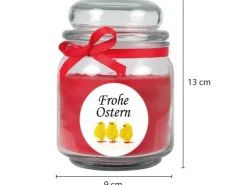 HS Candle Duftkerze & Glas Frohe Ostern Bonbon Ø9 cm Rose Küken