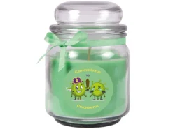 HS Candle Duftkerze & Glas Karneval Grün Bonbon 70h
