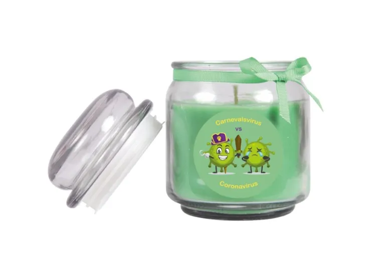 HS Candle Duftkerze & Glas Karneval Grün Bonbon 70h