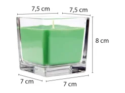 HS Candle Duftkerze & Glas Karneval Grün Viereck 50h* Windlichter