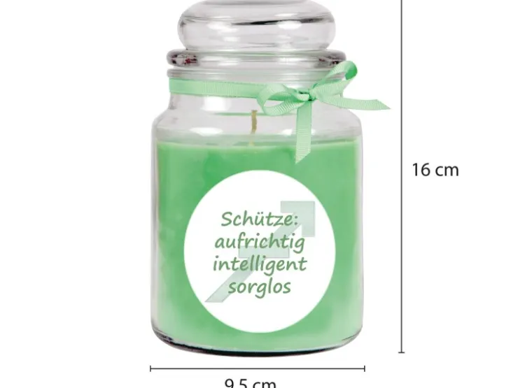 HS Candle Duftkerze & Glas Sternzeichen Coconut Limes 110 Stunden Schütze