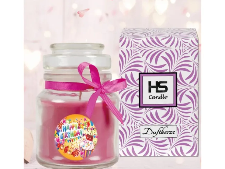 HS Candle Duftkerze & Glas Happy Birthday Cupcake Lavendel* Kerzen