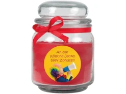 HS Candle Duftkerze & Glas Karneval Rot Bonbon 70h