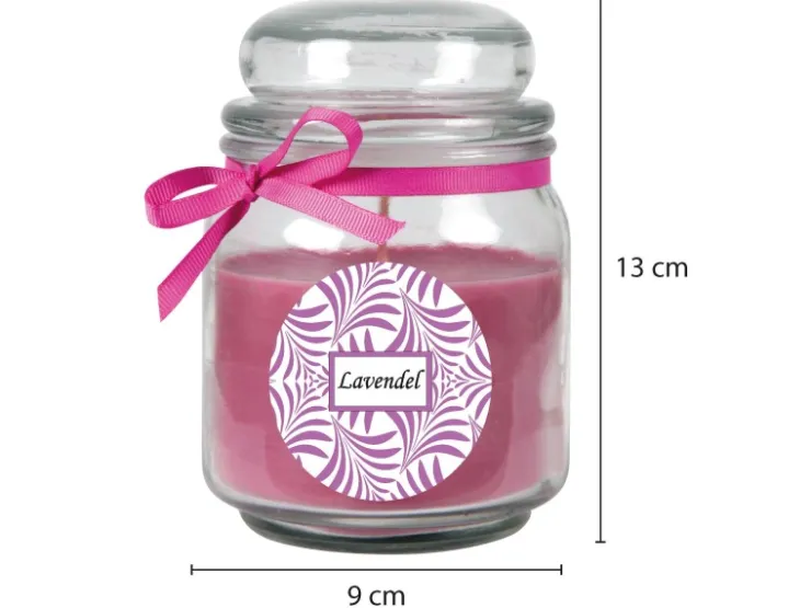 HS Candle Duftkerze & Glas Duft Schriftzug Bonbon Ø9 cm Lavendel