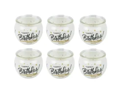 HS Candle Duftkerzen Sprüche 6er Pack Happy Birthday* Windlichter