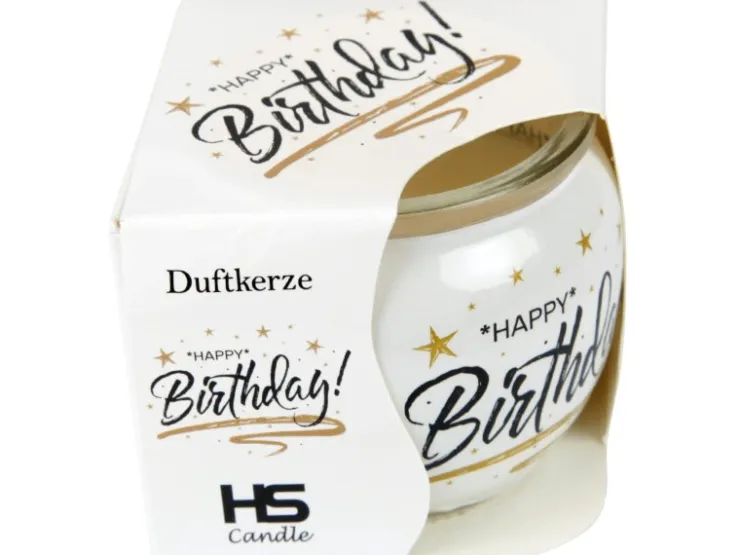 HS Candle Duftkerzen Sprüche 6er Pack Happy Birthday* Windlichter