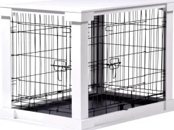 Dobar Hundebox Indoor mit Tischoberfläche 83 x 55 x 59 cm Weiß