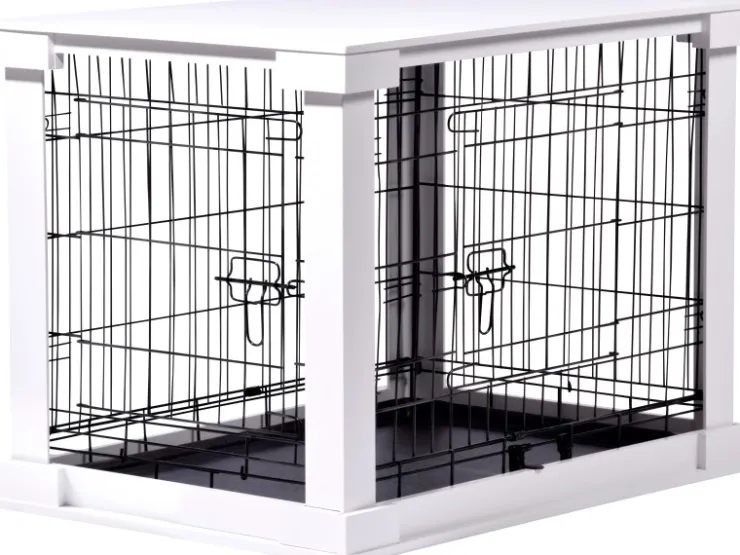 Dobar Hundebox Indoor mit Tischoberfläche 83 x 55 x 59 cm Weiß