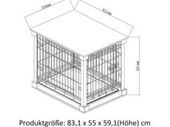 Dobar Hundebox Indoor mit Tischoberfläche 83 x 55 x 59 cm Weiß