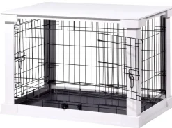 Dobar Hundebox Indoor mit Tischoberfläche 83 x 55 x 59 cm Weiß