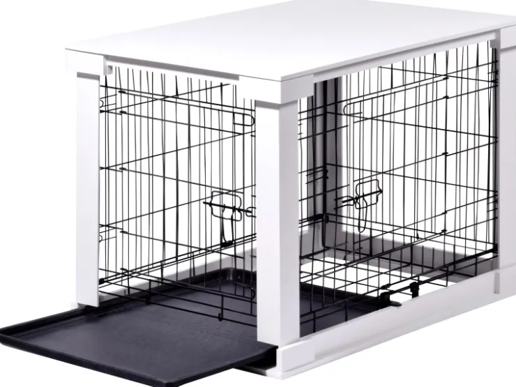 Dobar Hundebox Indoor mit Tischoberfläche 83 x 55 x 59 cm Weiß