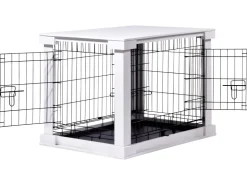 Dobar Hundebox Indoor mit Tischoberfläche 83 x 55 x 59 cm Weiß