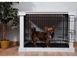 Dobar Hundebox Indoor mit Tischoberfläche 83 x 55 x 59 cm Weiß