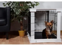 Dobar Hundebox Indoor mit Tischoberfläche 83 x 55 x 59 cm Weiß