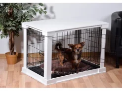 Dobar Hundebox Indoor mit Tischoberfläche 83 x 55 x 59 cm Weiß