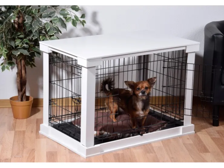 Dobar Hundebox Indoor mit Tischoberfläche 83 x 55 x 59 cm Weiß