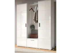 Inn.Furn Garderobe Set Weiß Hochglanz 4-teilig 165 cm Viel Stauraum Grazie* Möbelserien