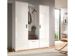 Inn.Furn Garderobe Set Weiß Hochglanz 4-teilig 165 cm Viel Stauraum Grazie* Möbelserien