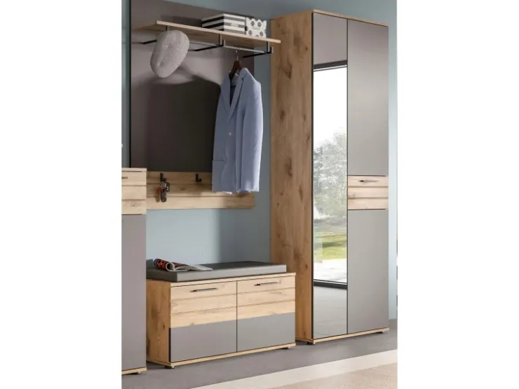 Inn.Furn Garderoben-Set Eiche Grau 3-teilig 175 cm mit Soft-Close Tomaso* Möbelserien