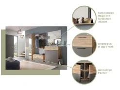 Inn.Furn Garderoben-Set Eiche Grau 3-teilig 175 cm mit Soft-Close Tomaso* Möbelserien
