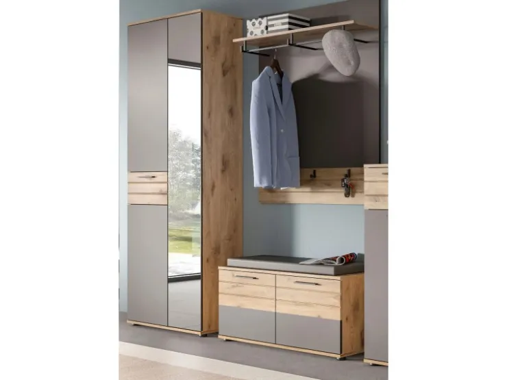 Inn.Furn Garderoben-Set Eiche Grau 3-teilig 175 cm mit Soft-Close Tomaso* Möbelserien