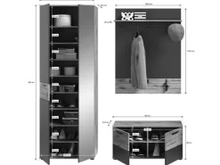 Inn.Furn Garderoben-Set Eiche Grau 3-teilig 175 cm mit Soft-Close Tomaso* Möbelserien