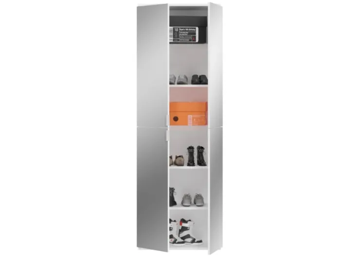 Inn.Furn Garderoben-Set 4-teilig Weiß Hochglanz 212 cm mit Spiegel SystemX* Möbelserien