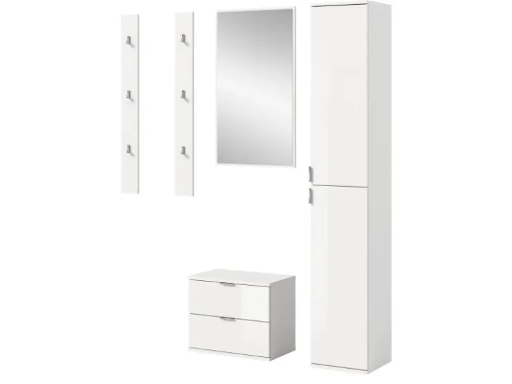 Inn.Furn Garderoben-Set 5-teilig in Weiß Hochglanz 153 cm SystemX