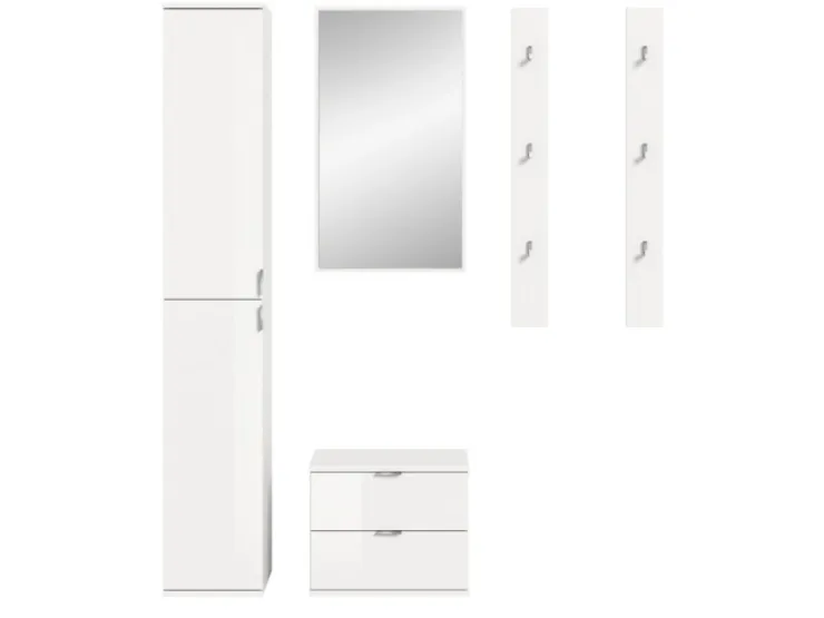 Inn.Furn Garderoben-Set 5-teilig in Weiß Hochglanz 153 cm SystemX