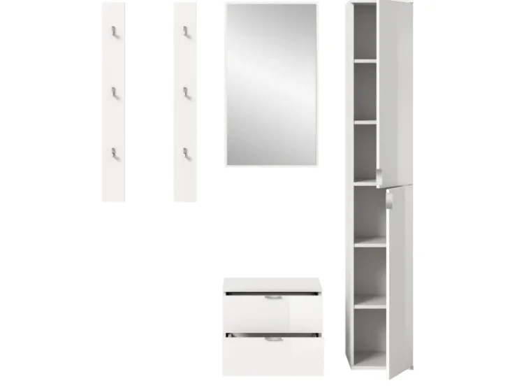 Inn.Furn Garderoben-Set 5-teilig in Weiß Hochglanz 153 cm SystemX