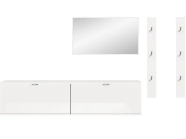 Inn.Furn Garderoben-Set 5-teilig in Weiß Hochglanz 238 cm SystemX