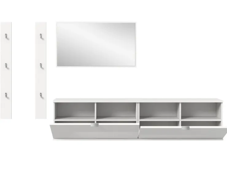 Inn.Furn Garderoben-Set 5-teilig in Weiß Hochglanz 238 cm SystemX