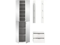 Inn.Furn Garderoben-Set 4-teilig in Weiß Hochglanz 128 cm SystemX* Möbelserien