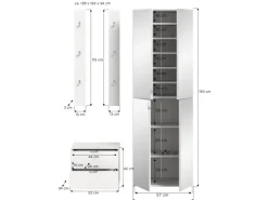Inn.Furn Garderoben-Set 4-teilig in Weiß Hochglanz 128 cm SystemX* Möbelserien