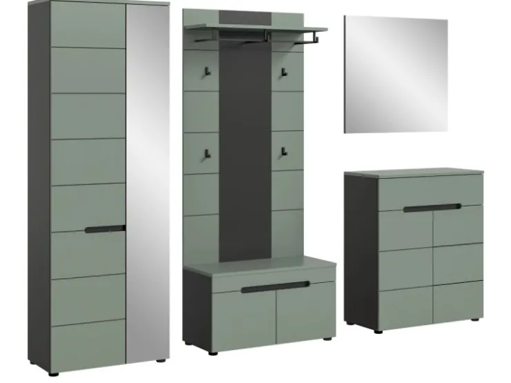 Inn.Furn Garderoben-Set 5-teilig in Salbei und Grau 255 cm Cooper* Möbelserien