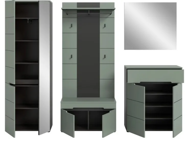 Inn.Furn Garderoben-Set 5-teilig in Salbei und Grau 255 cm Cooper* Möbelserien
