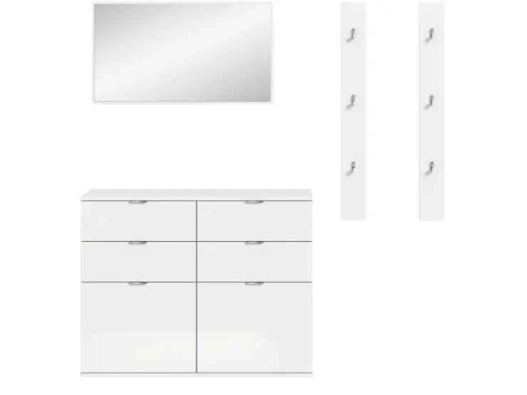 Inn.Furn Garderoben-Set 4-teilig in Weiß Hochglanz 166 cm SystemX